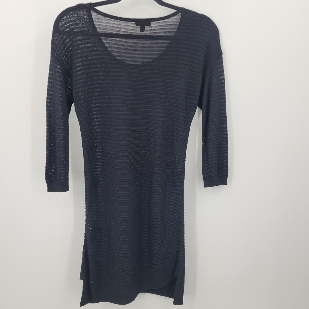 Express‎ Goth Resort Black Sheer Open Ribbed Knit Tunic Dress Cover Up Sz S Edgy